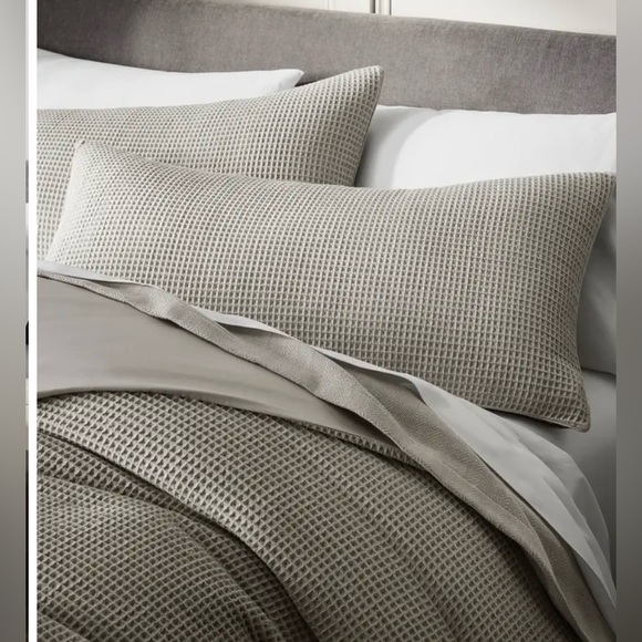 Boll Branch Waffle Weave Organic Cotton Duvet Cover Sham Set NWOT